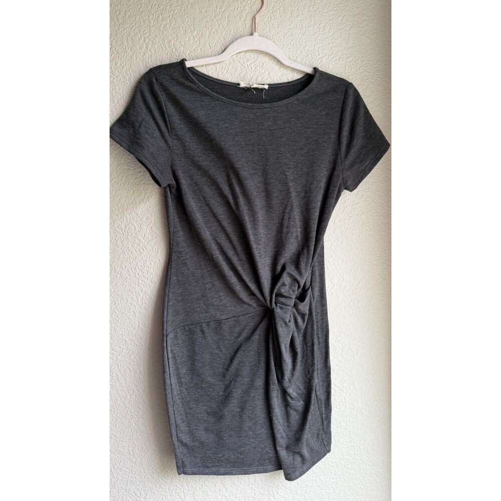 Rolla Coster Gray Twist Knot T Shirt Dress Medium Short Sleeve Mini
